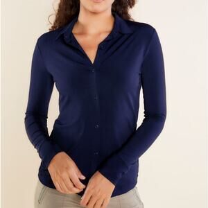 ANATOMIE Navy Danica Snap On Super Jersey Top (M)